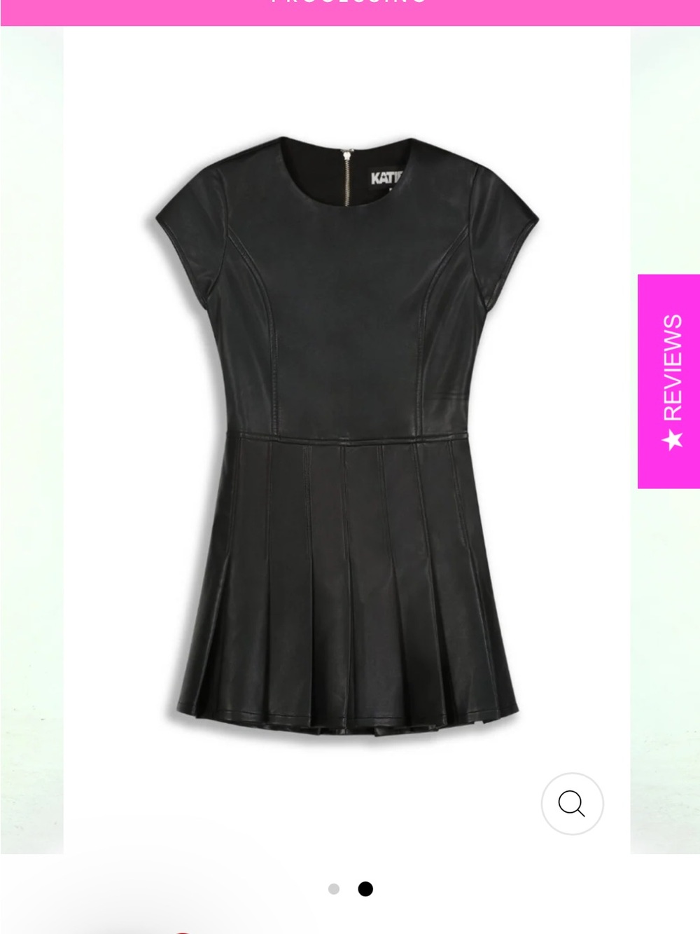 KATIE J NYC Black Faux Leather Pleated Short Sleeve Kids Dress Size Small - Picture 2 of 4